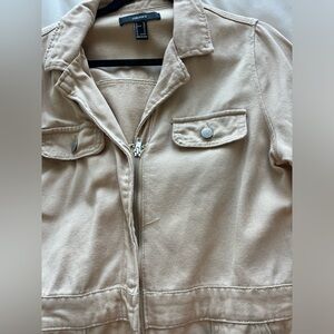 Tan jean zipper jumpsuit